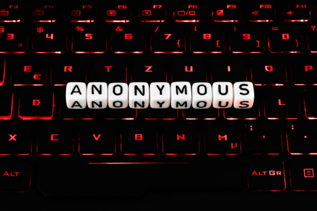 anonymous on a keyboard