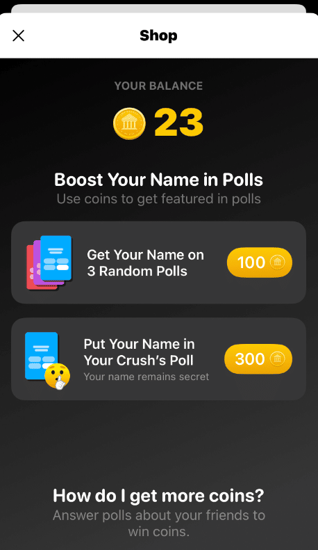 polls page in gas app